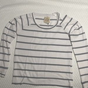 CHASER Stripe Cutout Pullover White Grey